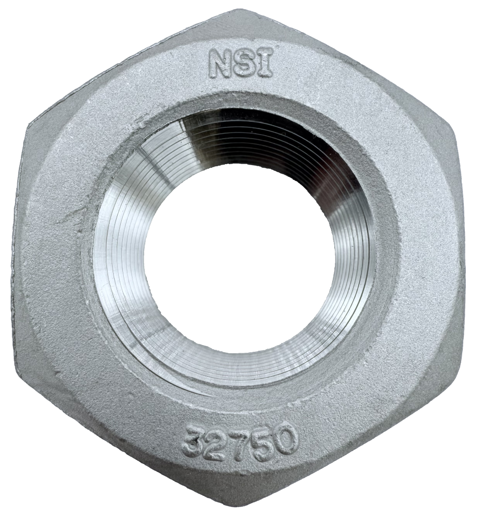 An orthographic picture of a heavy hex nut 2507 Super Duplex Material