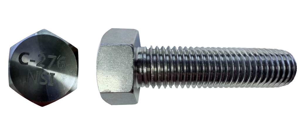 An Orthographic Image of a C276 Hastelloy Hex Head Bolt