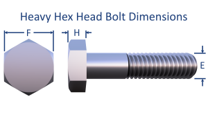 an orthographic dimensioning picture of a heavy hex bolt