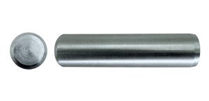 An orthographic picture of a stainless steel dowel pin